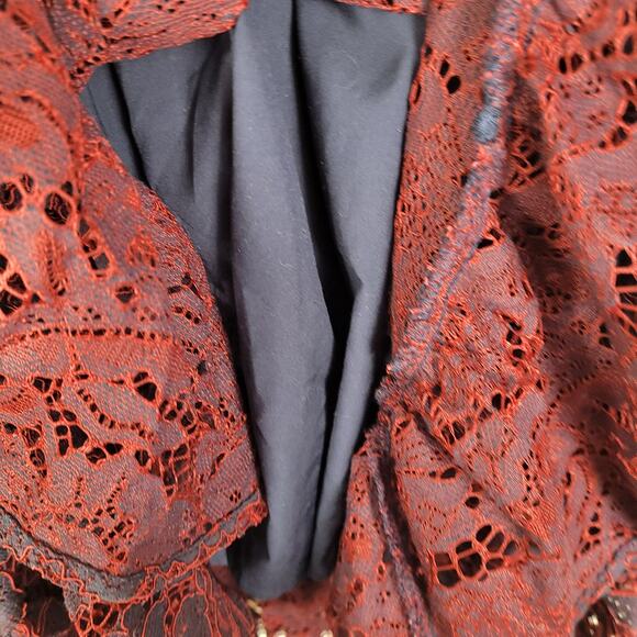 Mod Cloth A Night Like This blue and red lace ruffle hem halter dress Size 8 - Picture 12 of 15